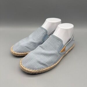 OluKai Kaula Pa'a Kapa Blue Linen Espadrille Slip On Shoes Womens 7.5 20449-NBNB